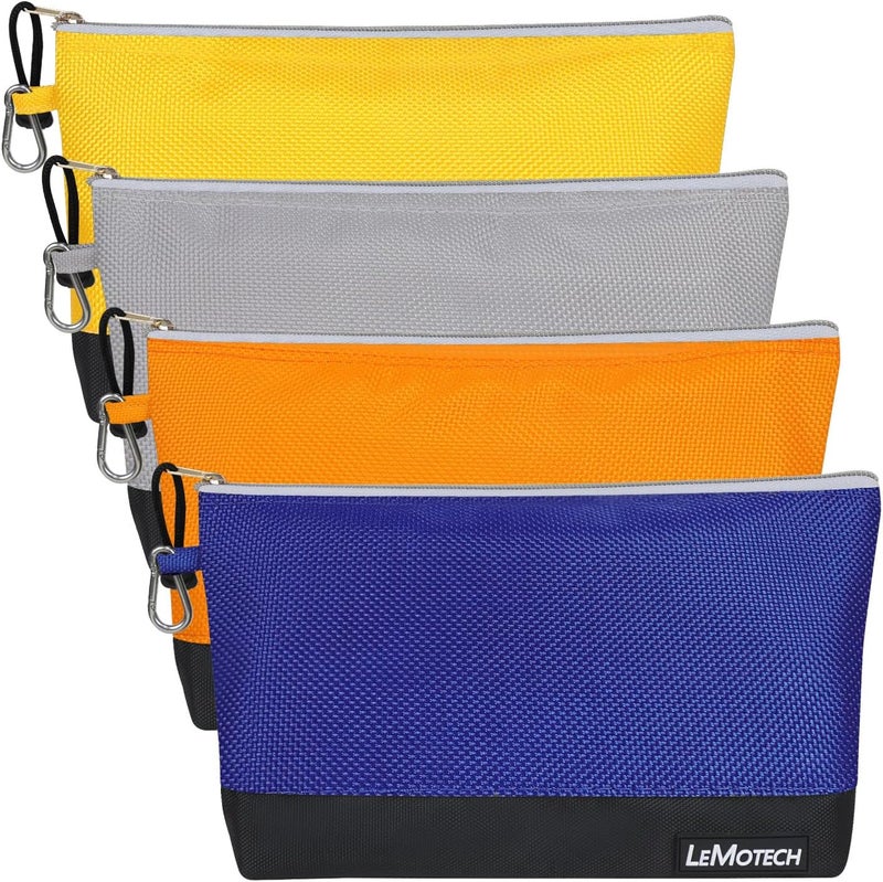 LeMotech Tool Pouches with Zipper, Stand-Up Small Tool Bag, Water Resistant Utility Tool Pouch for Tool Organizers and Storage, 12" Tool Bag, 4 Pack - Image 1